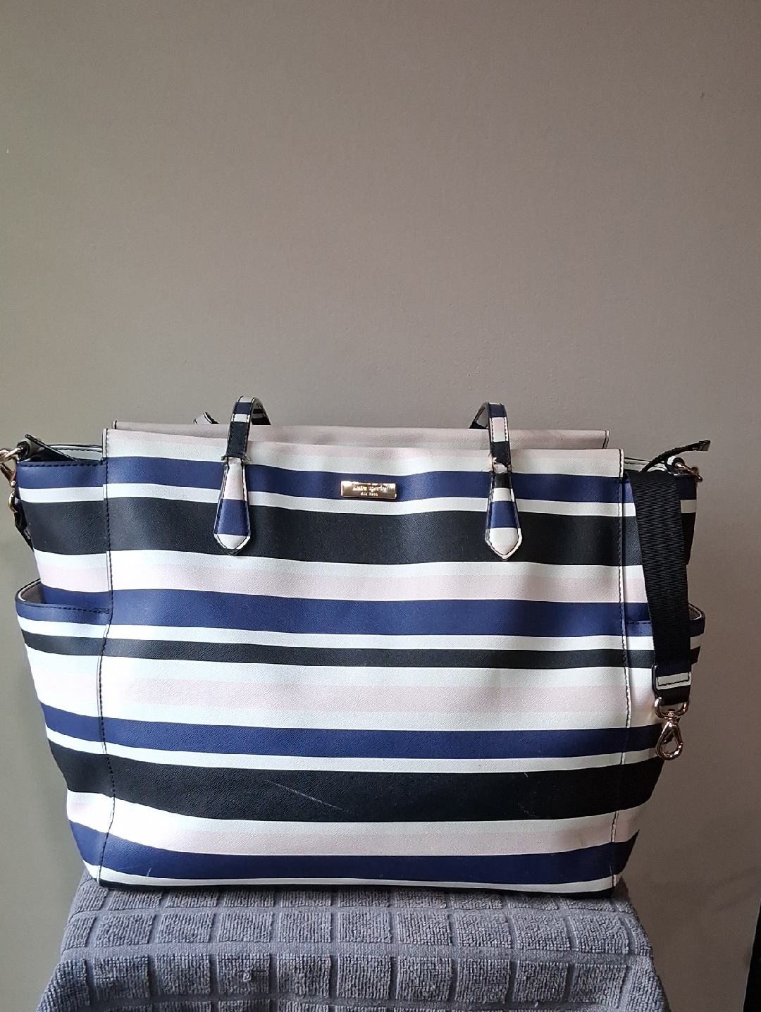Kate Spade Navy, White & Black Striped Tote